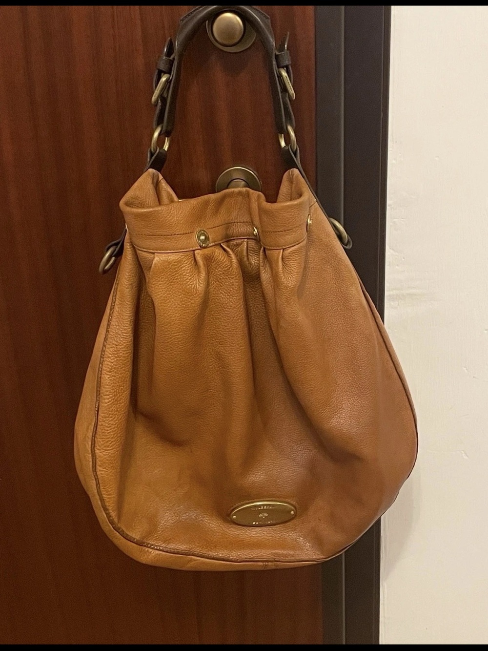 Mulberry Cognac Leather Hobo with Dark Brown Handles